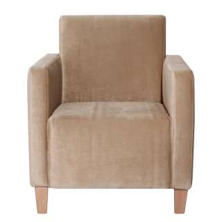 Sessel Sandfarben Samt in modernem Design 42 cm Sitzhöhe