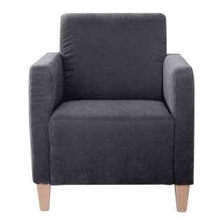 Sessel Anthrazit Velour mit Armlehnen Made in Germany