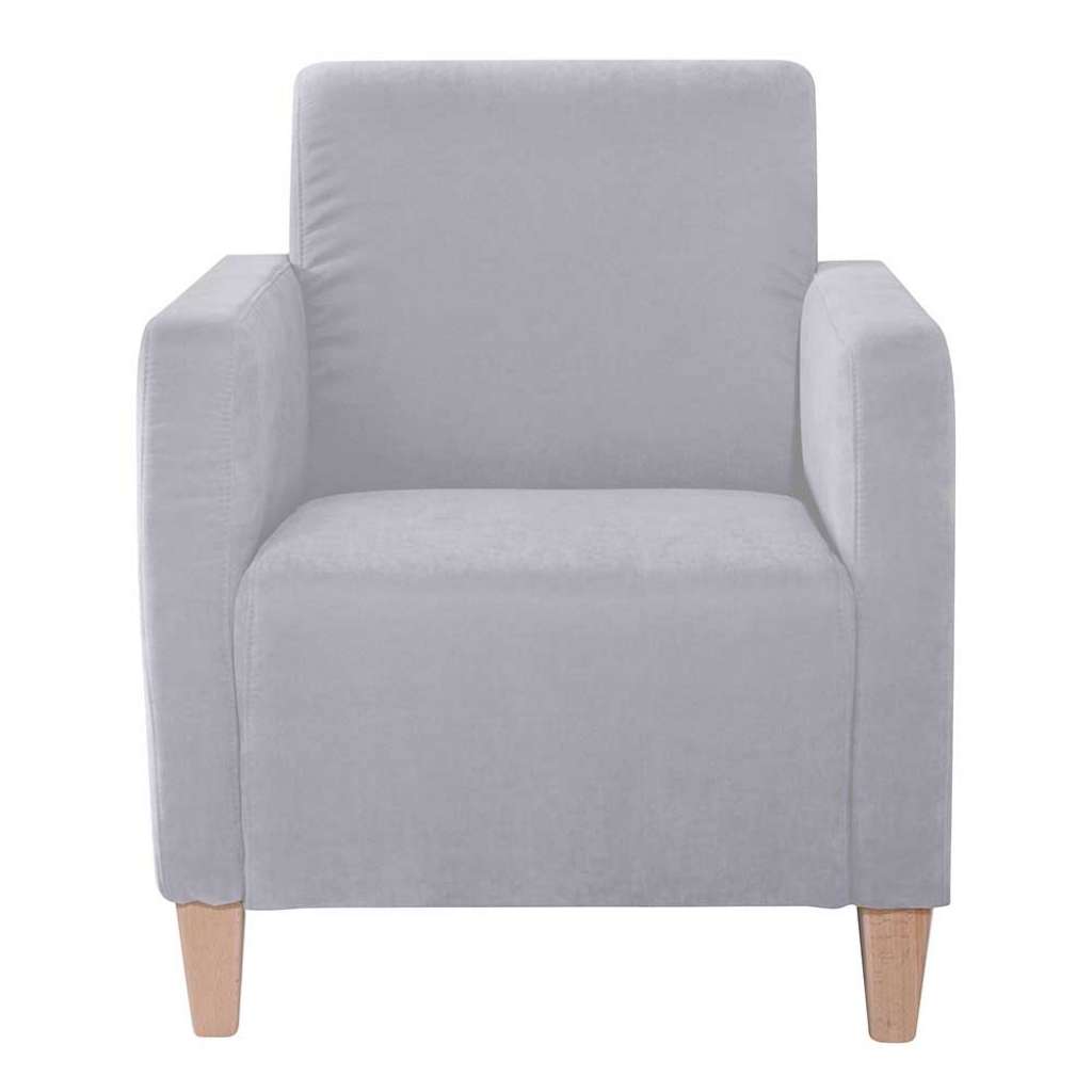 Sessel Silbergrau Velour in modernem Design 71 cm breit