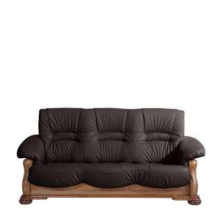 Dreier Sofa Eiche rustikal in Braun Echtleder Made in Germany