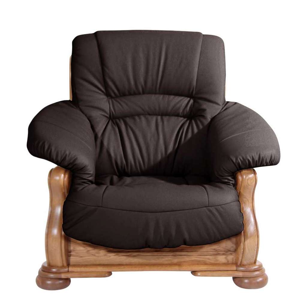 Ledersessel braun Eiche rustikal Made in Germany 43 cm Sitzhöhe