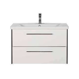 Waschschrank mit Becken in Weiß und Anthrazit 52 cm hoch