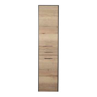Hochschrank Bad Wandmontage in Eichefarben & Anthrazit Soft Close