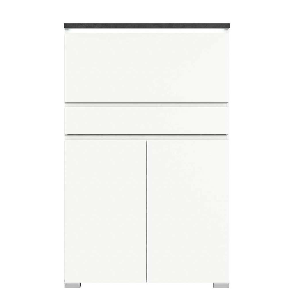 Schuhschrank weiss dunkelgrau in modernem Design 152 cm hoch