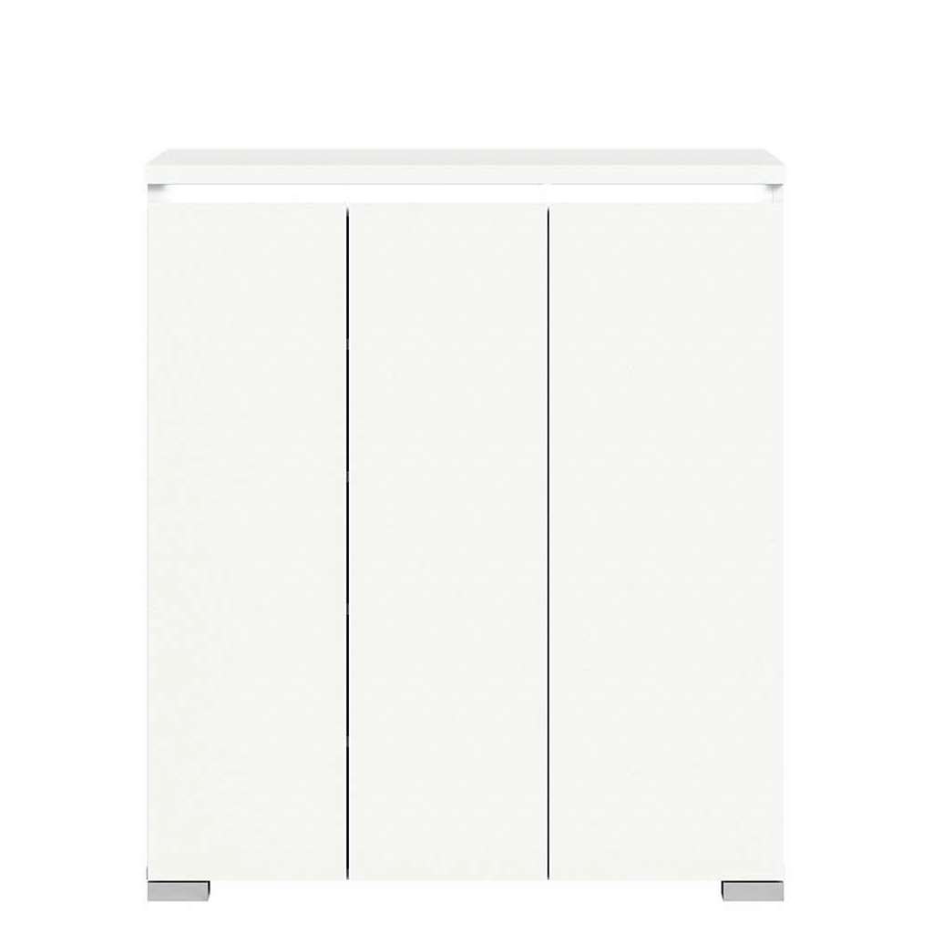 Schuh Schrank 3-türig in Weiß - modern 109 cm hoch - 95 cm breit