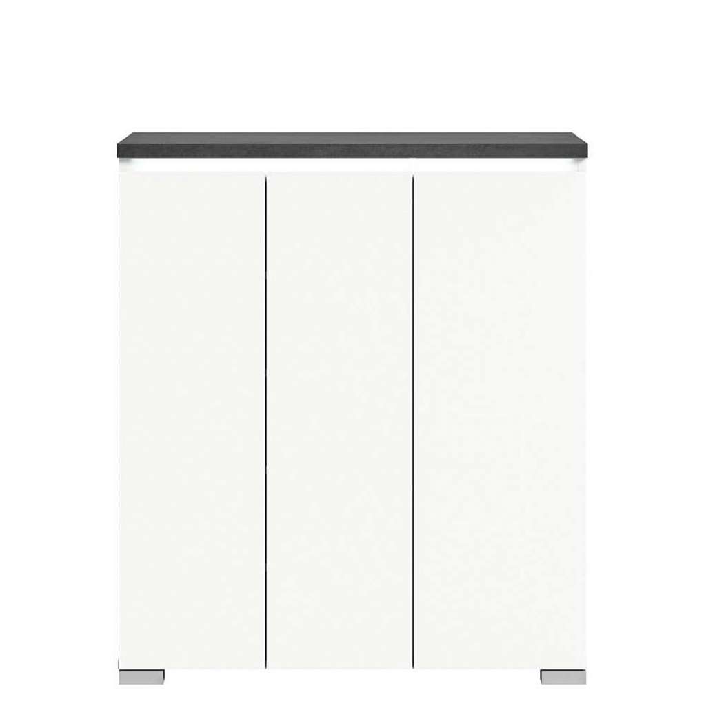 Schuh Schrank zweifarbig in Weiß und Dunkelgrau 3 türig