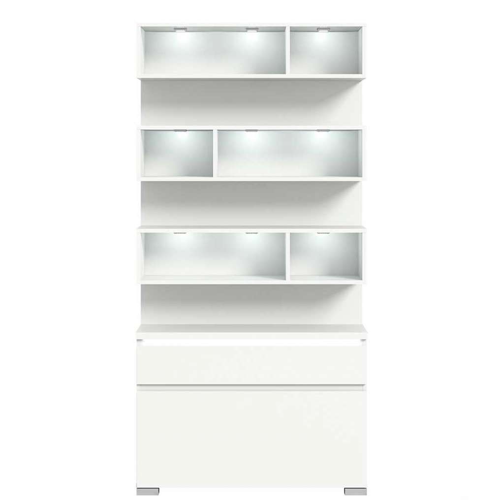 Schuhregal mit LED Beleuchtung in Weiß 194 cm hoch - 95 cm breit