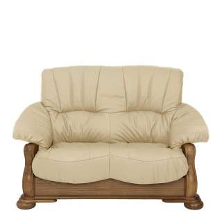 Wohnzimmer Sofa Bieige Leder - Eiche rustikal P43 Made in Germany