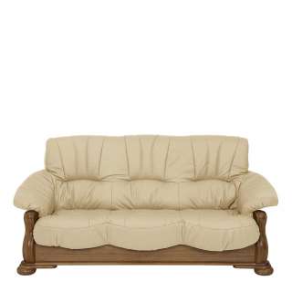 Ledersofa Beige Eiche rustikal im Landhausstil Made in Germany