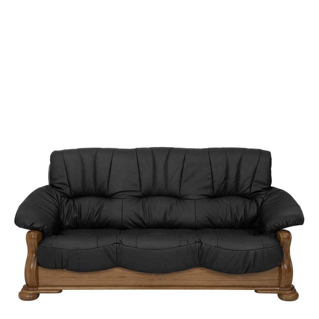 Sofa Eiche Leder schwarz Made in Germany rustikalen Stil