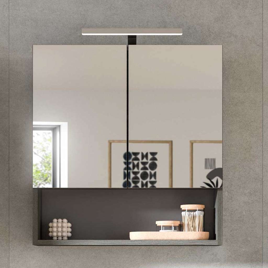 Moderner Bad Spiegelschrank Korpus Rauchsilber Ablage
