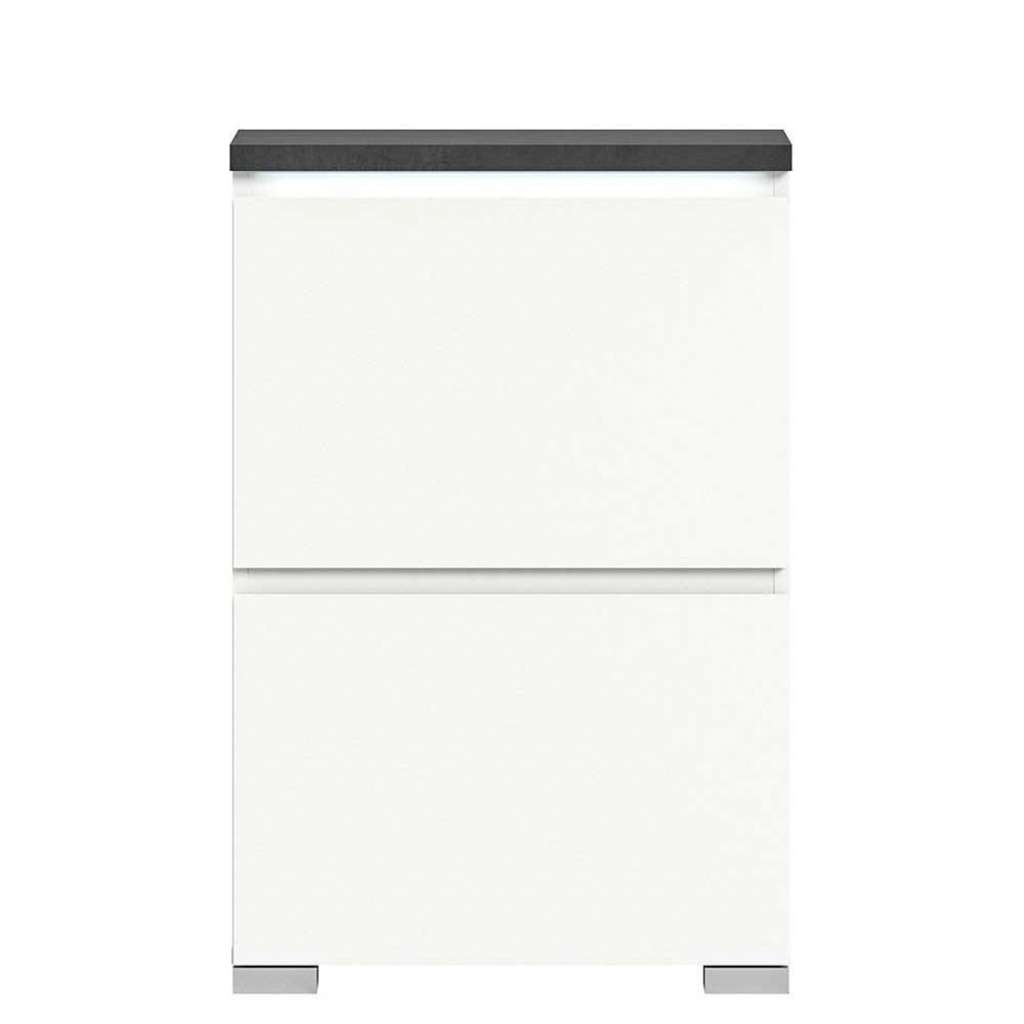 Schuhschrank mit 2 Klappen in Weiß und Dunkelgrau 91 cm hoch