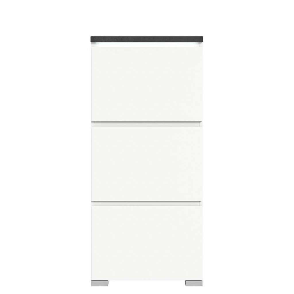 Schuhschrank für Flur und Diele in Weiß & Dunkelgrau 60 cm breit