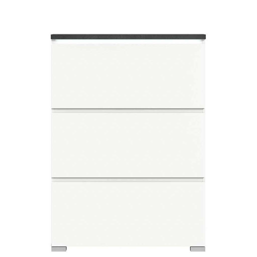 Schuhschrank zweifarbig modern mit drei Schuhklappen 127 cm hoch