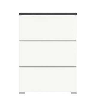 Schuhschrank zweifarbig modern mit drei Schuhklappen 127 cm hoch