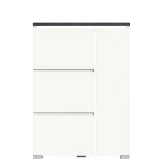 Hoher Schuhklappenschrank in Weiß und Dunkelgrau 127 cm hoch