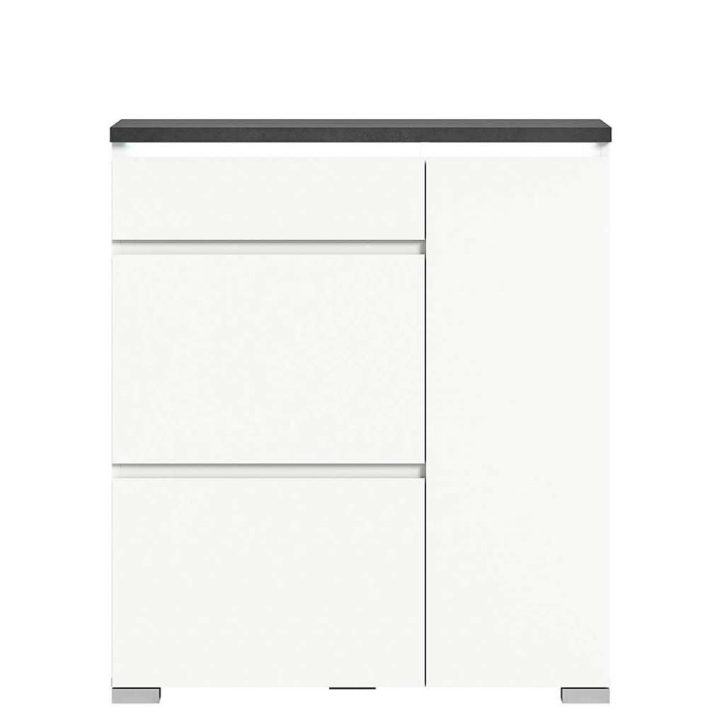 Moderner Garderobenschuhschrank in Weiß und Anthrazit zwei Schuhwalzen