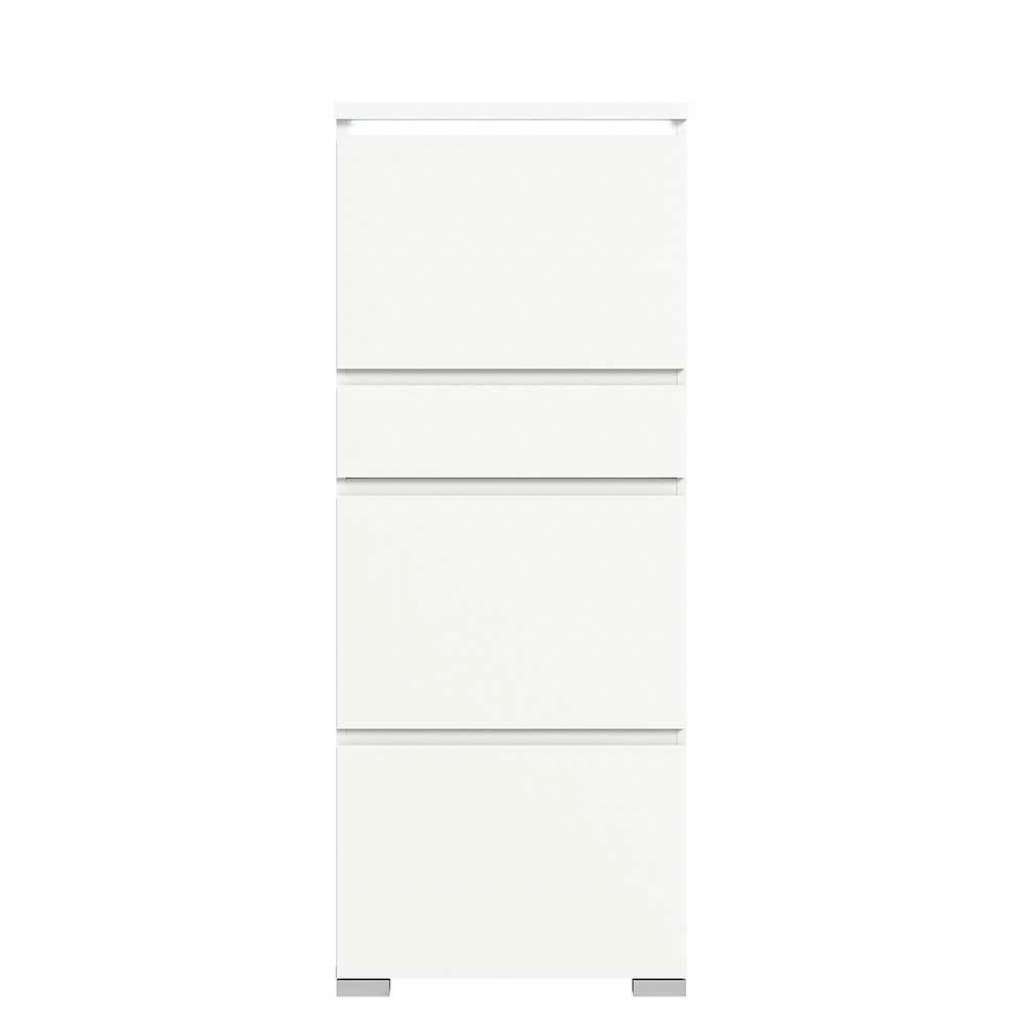 Moderner Schuhklappenschrank in Weiß 152 cm hoch - 60 cm breit