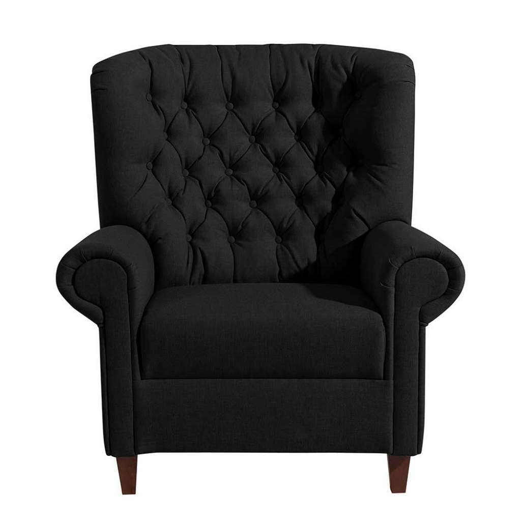Schwarzer Wohnzimmer Sessel mit Armlehnen Chesterfield Look