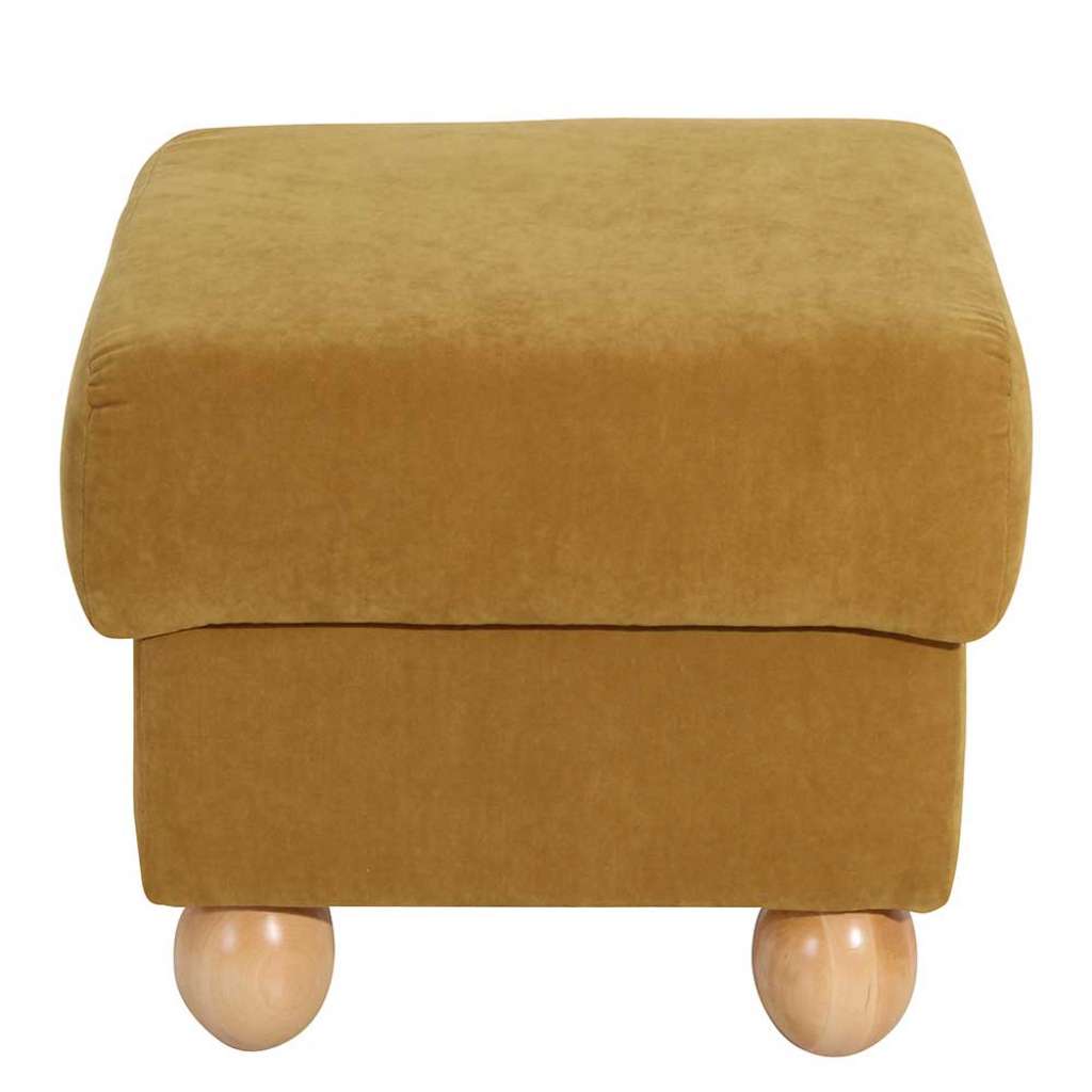 Gelber Beistellhocker mit Bezugsstoff aus Velours Landhausstil