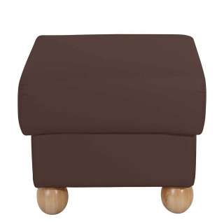 Brauner Kunstleder Hocker mit Vierfußgestell aus Holz 48 cm hoch