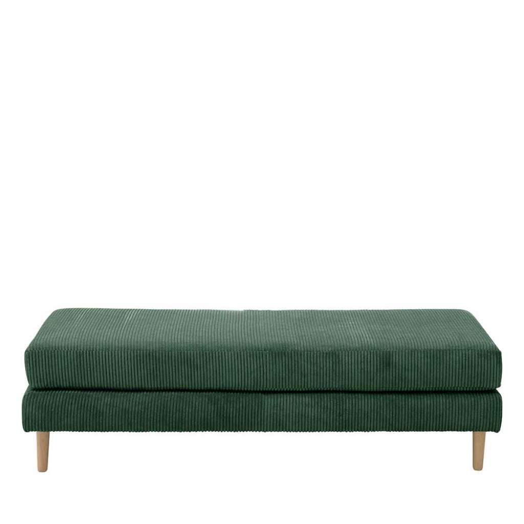 Polsterhocker in Dunkelgrün und Buchefarben Skandi Design