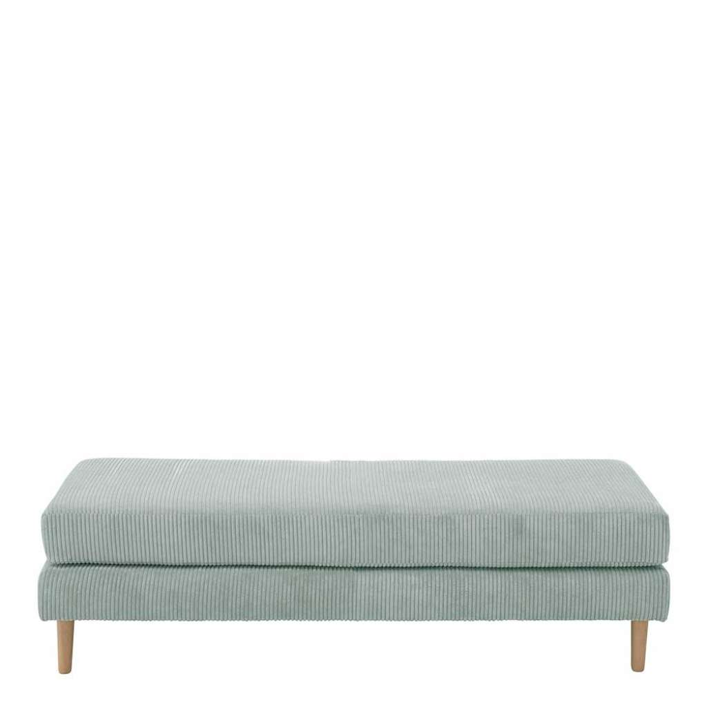 Skandi Polsterhocker Silberfarben aus Cord 160 cm breit