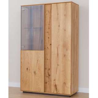 Standvitrine Wildeiche modern mit LED Beleuchtung 85 cm breit