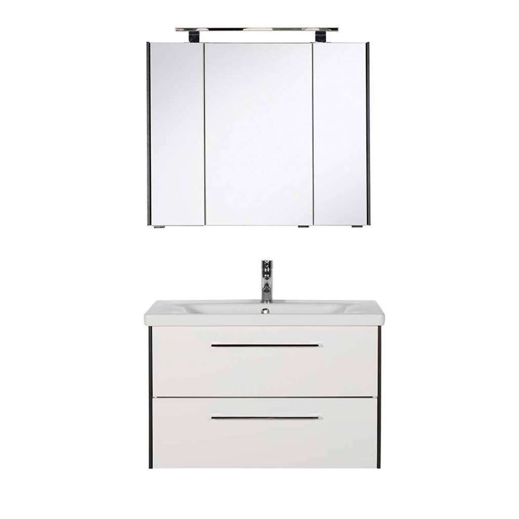 Badmöbel modernes Design in Weiß und Anthrazit LED Beleuchtung (zweiteilig)