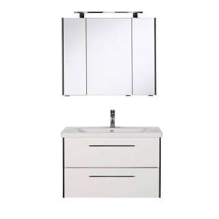 Badmöbel modernes Design in Weiß und Anthrazit LED Beleuchtung (zweiteilig)
