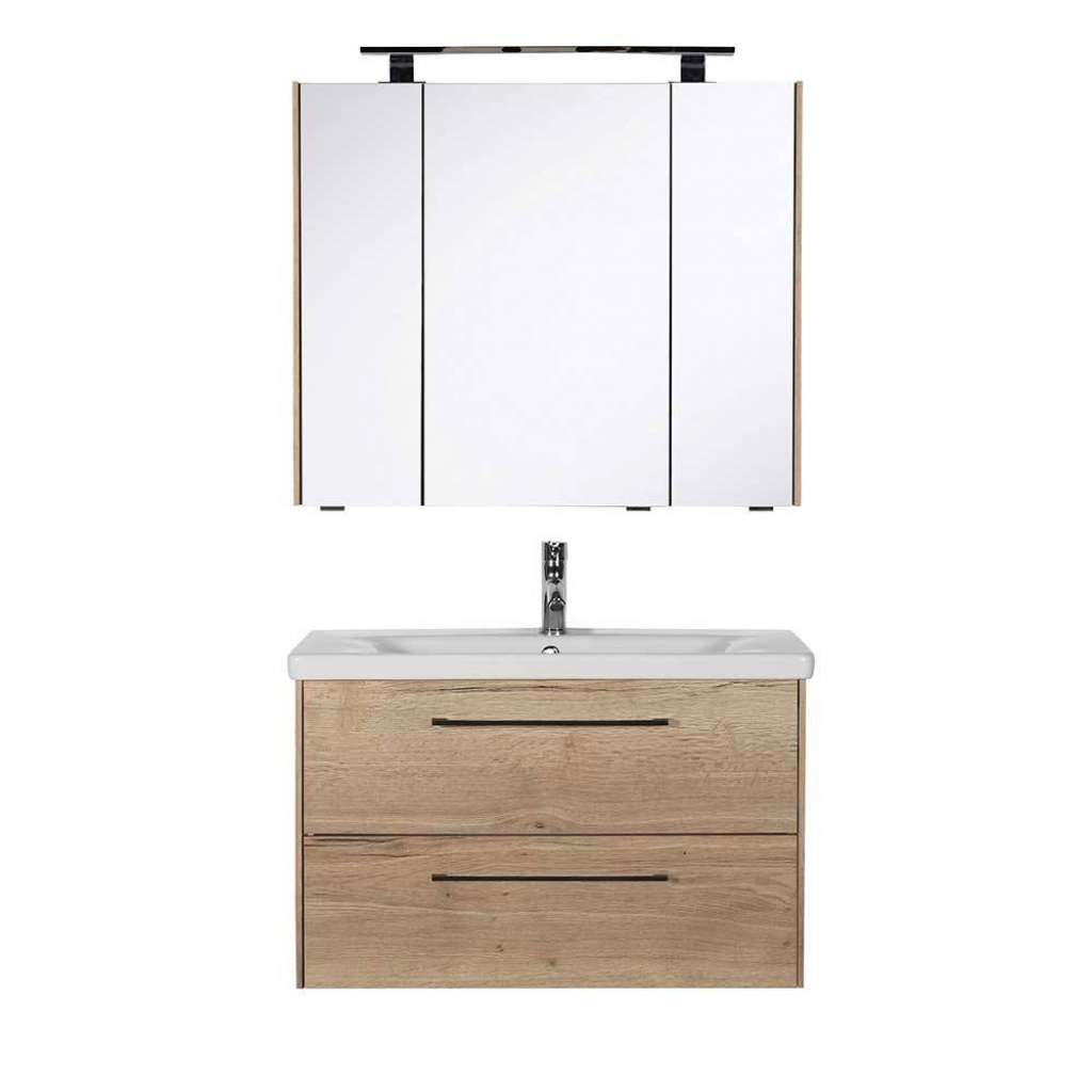 Waschplatz Set modernes Design Made in Germany LED Beleuchtung (zweiteilig)
