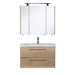 Waschplatz Set modernes Design Made in Germany LED Beleuchtung (zweiteilig)