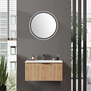 Waschbeckenschrank mit Spiegel in modernem Design 80 cm breit (zweiteilig)