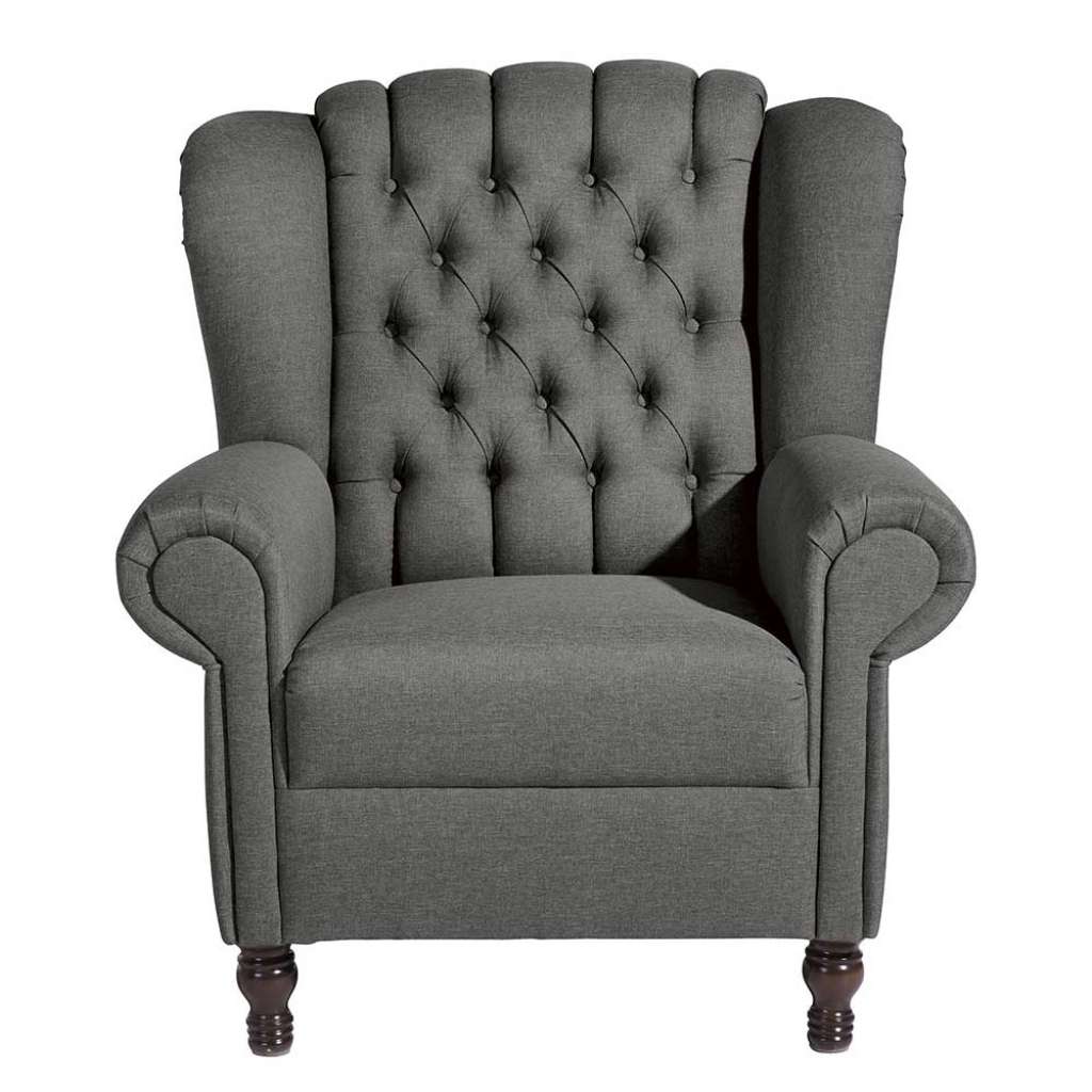 Fernsehsessel Anthrazit im Chesterfield Look 44 cm Sitzhöhe