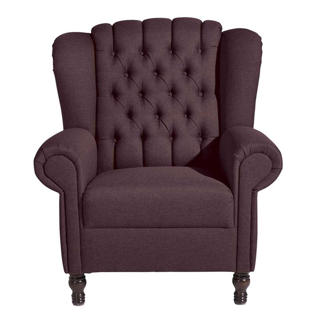 Ohrenbackensessel Chesterfield in Bordeaux Federkern Polsterung