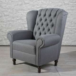 Chesterfield Einzelsessel aus Flachgewebe Federkern Polsterung
