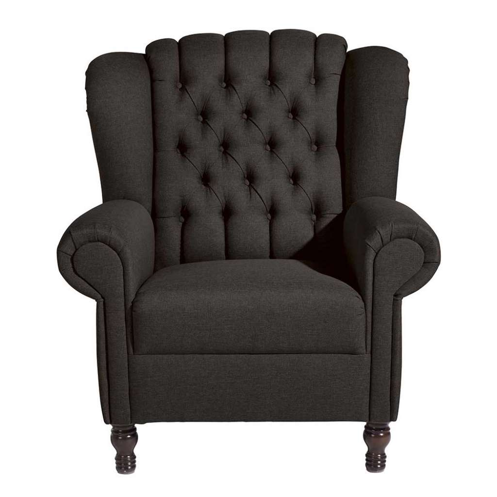 Dunkelbrauner Polstersessel aus Flachgewebe Chesterfield Look