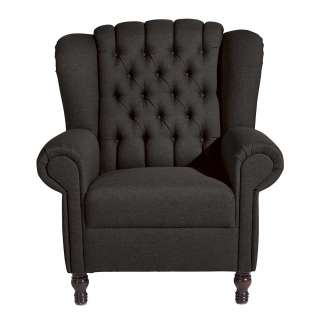 Dunkelbrauner Polstersessel aus Flachgewebe Chesterfield Look