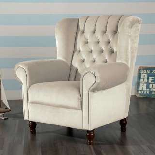 Wohnzimmersessel Creme im Chesterfield Look 101 cm hoch