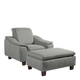 Lesesessel hellgrau modern wahlweise mit Hocker Made in Germany