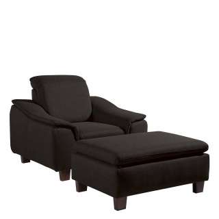 Komfortsessel dunkelbraun in modernem Design optional mit Hocker