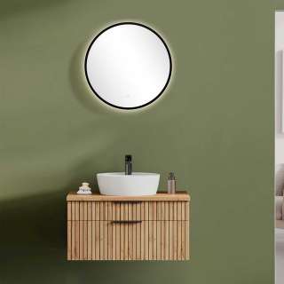 Badmöbelkomplettset modern in Wildeichefarben Schwarz (zweiteilig)