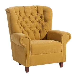 Polstersessel Chesterfield modern in Gelb Federkern Polsterung