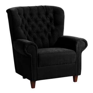 Moderner Chesterfield Sessel in Schwarz Federkern Polsterung