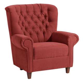 Polstersessel Chesterfield Velour in Terracotta Nussbaumfarben