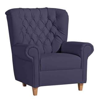 Wohnzimmersessel dunkelblau im Chesterfield Look Kunstleder