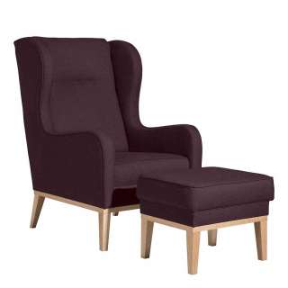 Lesesessel optional mit Hocker in Bordeaux Flachgewebe