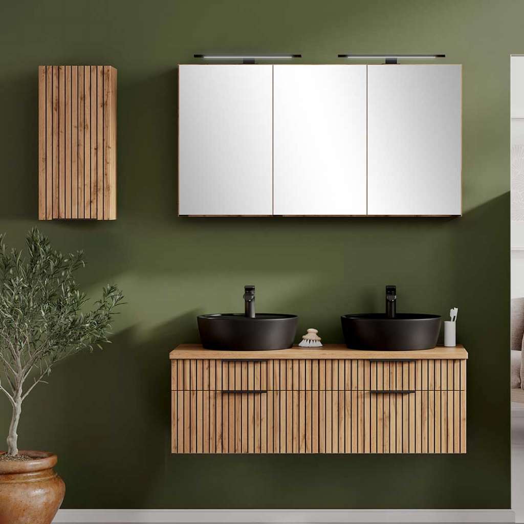Waschplatz mit zwei Becken 150 cm breit die Wandmontage (dreiteilig)