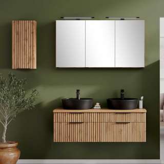 Waschplatz mit zwei Becken 150 cm breit die Wandmontage (dreiteilig)