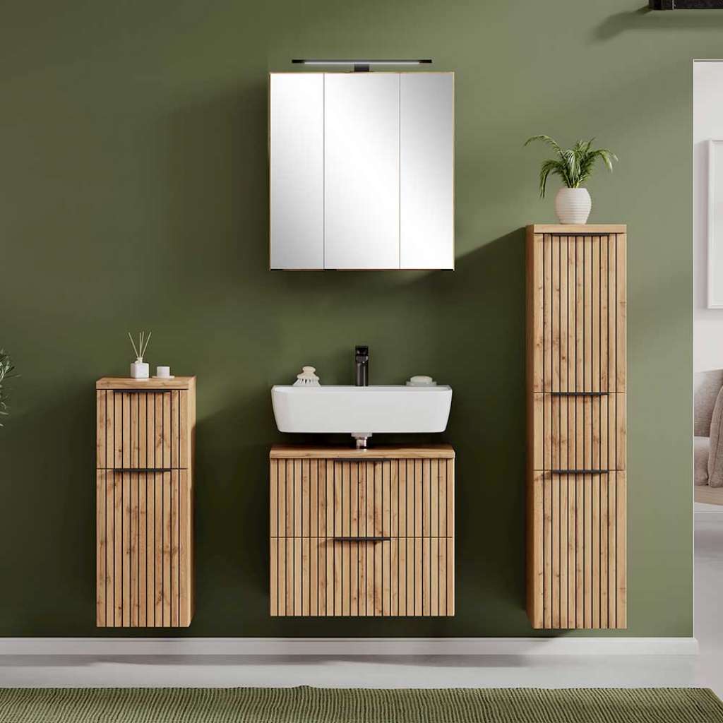 Badset mit Spiegelschrank in modernem Design Made in Germany (vierteilig)